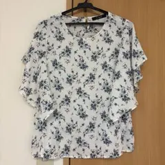 Wcloset＊フラワープリント フレアスリーブ トップス