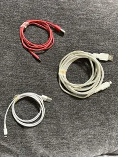 USBケーブル 赤 白 Lightningコネクタ