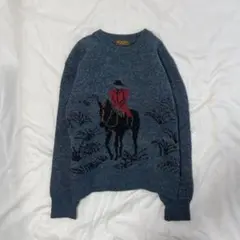 vintage 英国調 乗馬柄 ジャガードニット セーター ウール100%