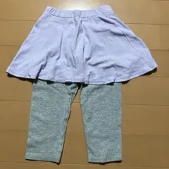 薄紫スカートとグレーのレギンスセット