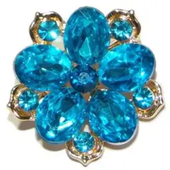 花　青色　ブローチ　コサージュ　ピンバッジ　バッジ　ラインストーン
