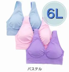 ノンワイヤー ブラジャー 3枚セット　6L ピンク　ブルー　パープル