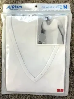GU DRY メッシュVネック ノースリーブ M ホワイト