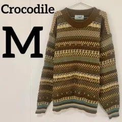 【Crocodile 総柄フェアアイル柄ニットセーター M】のサムネイル