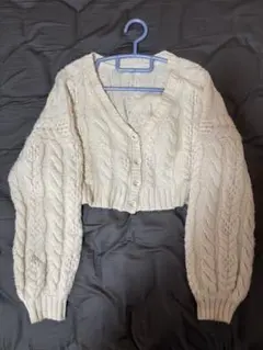 Heatherアイボリー　ケーブルニットカーディガン　オーバーサイズ