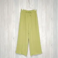 【GU】カラーワイドパンツ ウエストゴム紐 センターライン 大人カジュアル