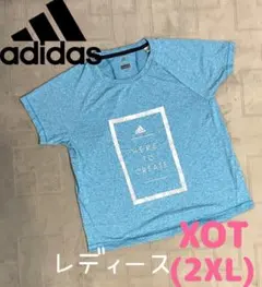 【ゲリラセール】adidas ショートスリーブ Tシャツ 2XL 杢水色