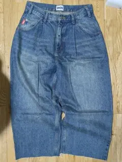 9090ストライプデザイン ブラックデニムパンツ M - メルカリ