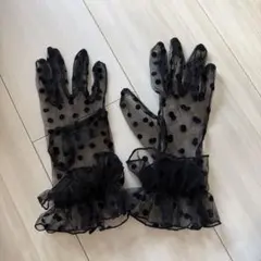ドット柄 シースルー ショートグローブ ブラックのサムネイル