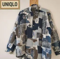 OLD UNIQLO 総柄シャツ 90s 韓国製 ブルー系