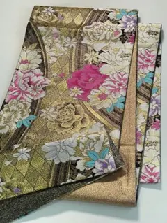 袋帯 正絹 振袖 薔薇 金糸 銀糸 ロングサイズ F1606 - メルカリ