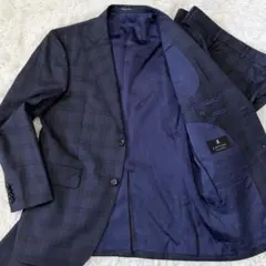 【極美品】ランバンコレクション エクセレント チェックスーツ ウール L 秋冬