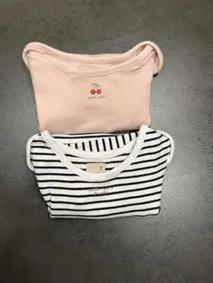 長袖 ロンパース 2枚セット プティマイン