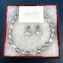 Monet ネックレス イヤリング セット ガラス ブルー N90