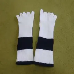 5本指ソックス 白と紺 ストライプ