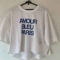 GLOBAL WORK ホワイト 五分袖Tシャツ