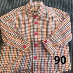ミキハウス チェック柄 長袖シャツ 90
