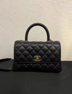 CHANEL ブラック キルティング ハンドバッグ