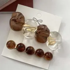 ヘアクリップ レトロ サイドクリップ ブラウン