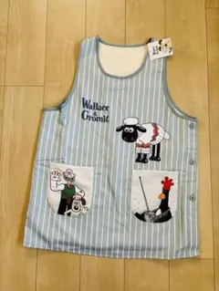 ★最安値セール★ひつじのショーン　エプロン　ML 裏ボア　ストライプ　ブルー