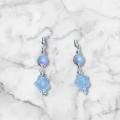 星モチーフ 水色×紫 フックピアス【ハンドメイド】