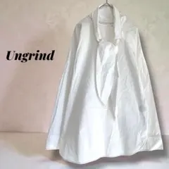 【アングリンド】オーバーサイズシャツ　長袖　レディース　リボンタイ　コットン　白