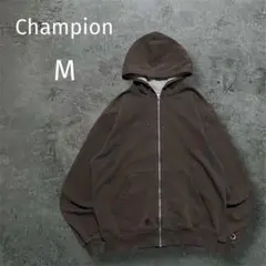 Champion フルジップパーカー M ワンポイントロゴ フェード