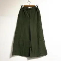【レプシィム】イージーワイドパンツ ガウチョ カーキ ウエストゴム M コットン
