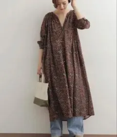 アーバンリサーチドアーズ　オリエンタルプリントワンピース　フラワー　ロング　長袖