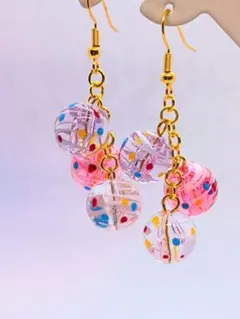 【涼しげ】水風船 ヨーヨー ピアス ハンドメイド 浴衣 夏祭り パープル　ピンクのサムネイル