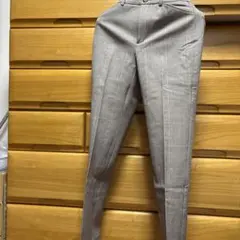 チェック柄 スリムフィットパンツ グレー