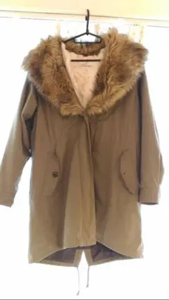 GLOBAL WORK  ファー襟モッズコート  カーキ