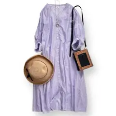 美品 アーバンリサーチドアーズ DOORS ワンピース ロング丈 ストライプ 紫