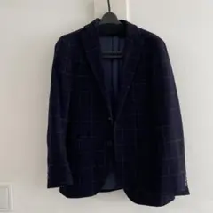 グリーンレーベルリラクシング　ネイビー チェック柄 ジャケット 44