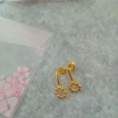 ゴールド 花形 フープピアス