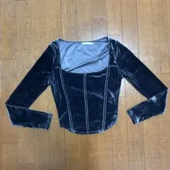 新品未使用】tanakadaisukeブラウンベロアボディスーツ 肩パッド入り