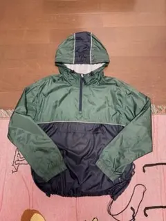 90s old gap アノラックパーカーグリーンブラック2トーンドローコード有