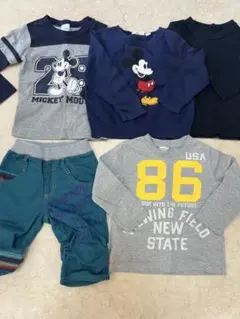 UNIQLO KIDS ミッキーマウス 長袖カットソーセット 100cm