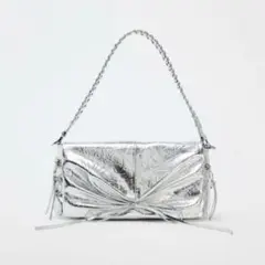 ZARA シルバー　ショルダーバッグ　リボンのサムネイル