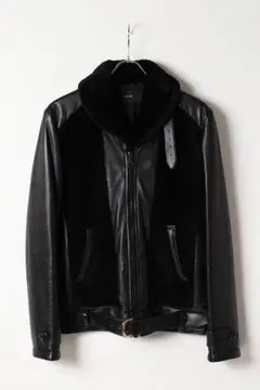 AKM UNBORN CALF／LAMBGRIZZLY レザージャケットブラック