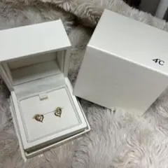 【未使用】4°C ハート型 ピンクゴールドピアス K10