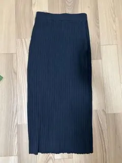 美品　ナノユニバース　リブ編み 黒 タイトスカート