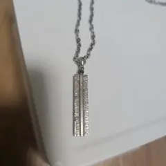 シルバー テクスチャー 長方形 ペンダント ネックレス