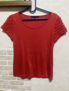 SALE中【ANAYI】袖フリル レッド 半袖Tシャツ（サイズ38）のサムネイル