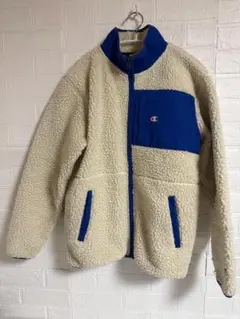 Champion フリースジャケット クリーム/ブルー
