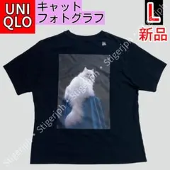ユニクロ　キャットフォトグラフ　猫　Tシャツ　半袖　ブラック　Lサイズ