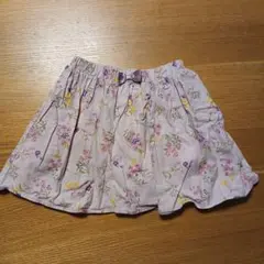花柄　キュロットスカート 薄紫色