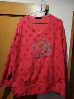 drug stores 赤 ドット柄 動物刺繍 パーカー