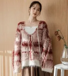 【mideal】check shaggy knit pullover