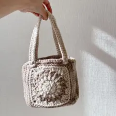 日常使い】【受注生産】ハンドメイド フリル付き 麻紐バッグ リネン